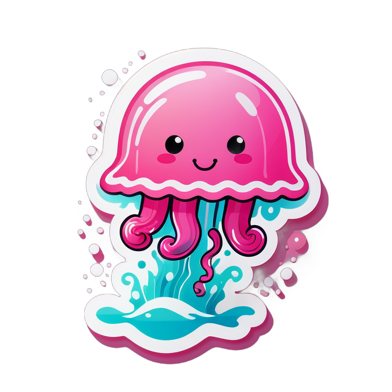 милая розовая медуза купается в мыльной пене