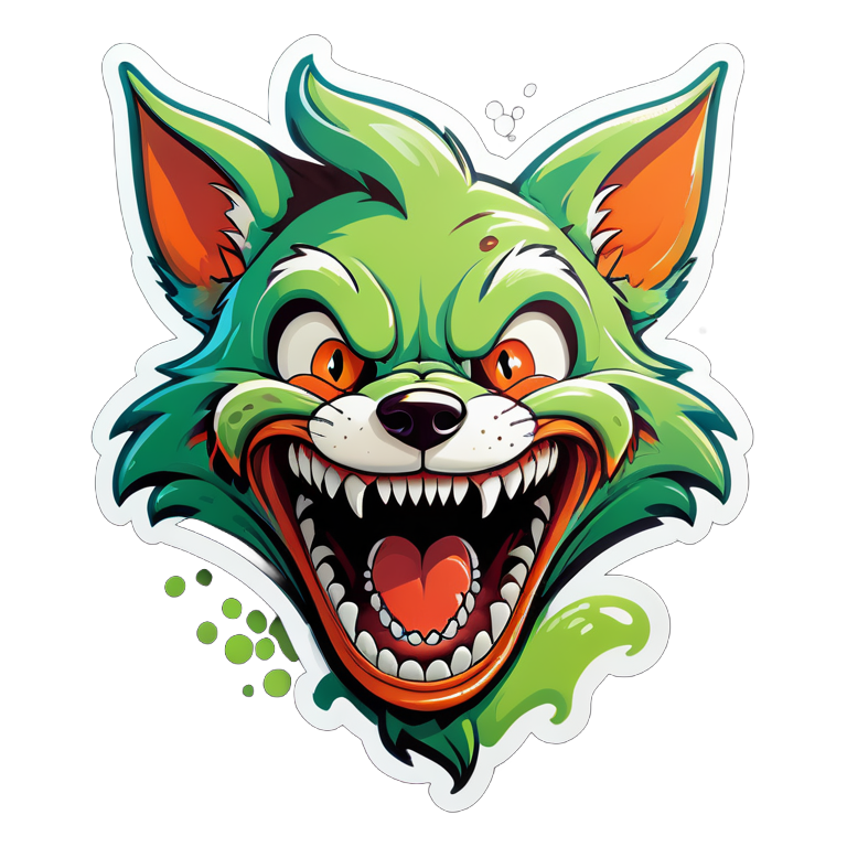 crazy, smile, funny fox-zombie