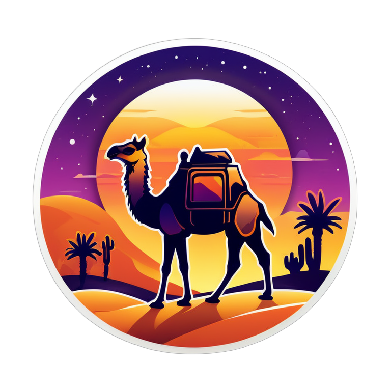 /imagine prompt:"/imagine promp:desert,sahara,capming,capmer car,sunset,fox camel, sticker", Sticker, Lovely, Vibrant Color, Gothic, Contour, Vector, White Background, Detailed