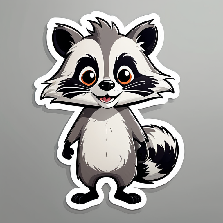 This Is An Illustration Of Cartoon Portrait Funny Nursery Schetch  Drawn Tall Thin Funny racoon Like Creature