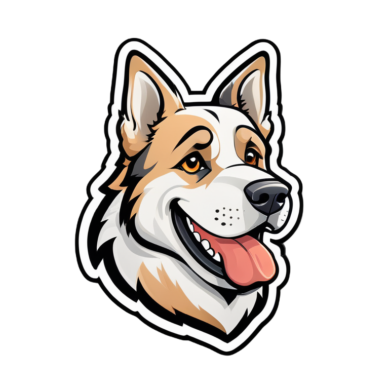 Cartoon Logo Vector: Design a white-background sticker featuring a German Shepherd in a cartoon logo style.