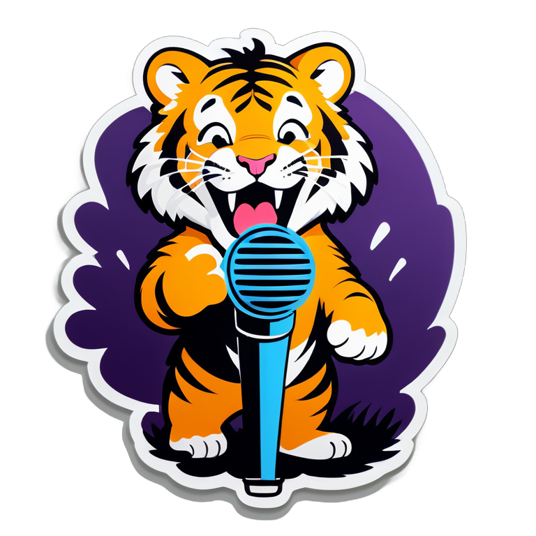 тигр поет в микрофон