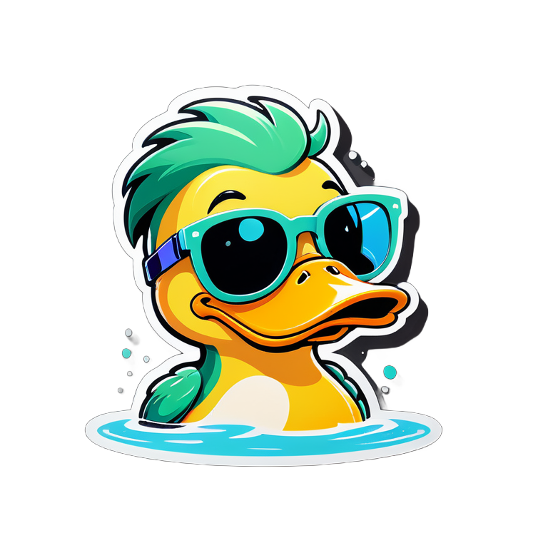 duck in cartoon-style sunglasses with side view