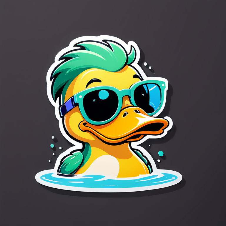 duck in cartoon-style sunglasses with side view