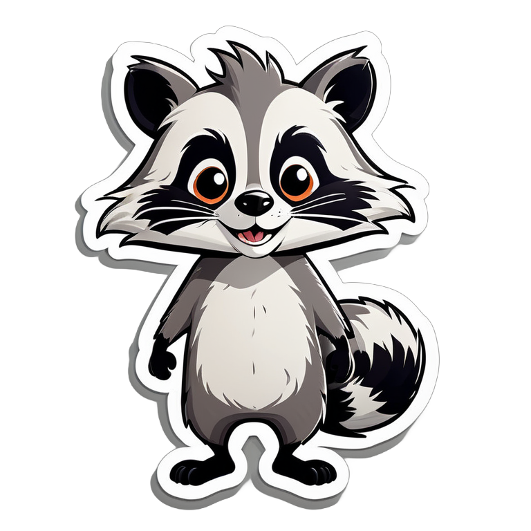 This Is An Illustration Of Cartoon Portrait Funny Nursery Schetch  Drawn Tall Thin Funny racoon Like Creature