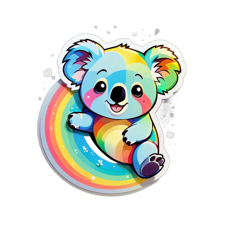 create a koala behind the rainbow