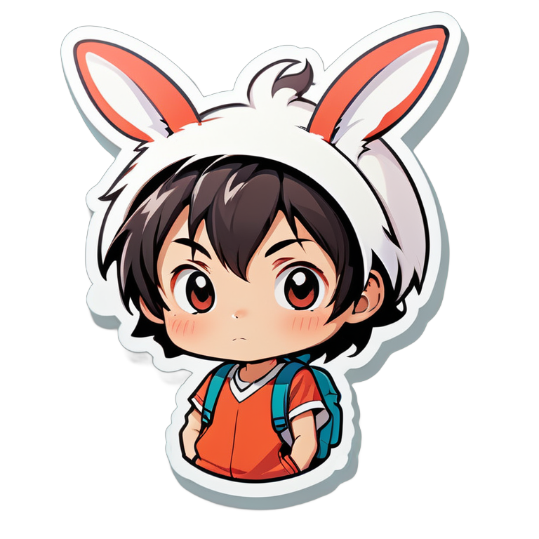 一个长着兔耳朵的可爱少男，日本漫画风格