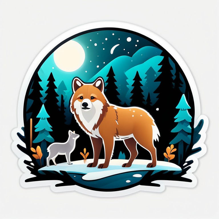 /imagine prompt:Showcase animals commonly found in nature, like bears, deer, wolves, or birds. These could be illustrated in a cute or realistic style., Sticker, Joyful, Dark, Gothic, Contour, Vector, White Background, Detailed