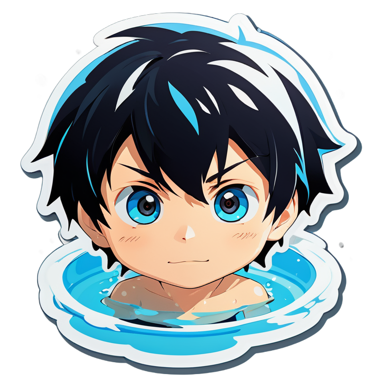 Anime boy in a pool
