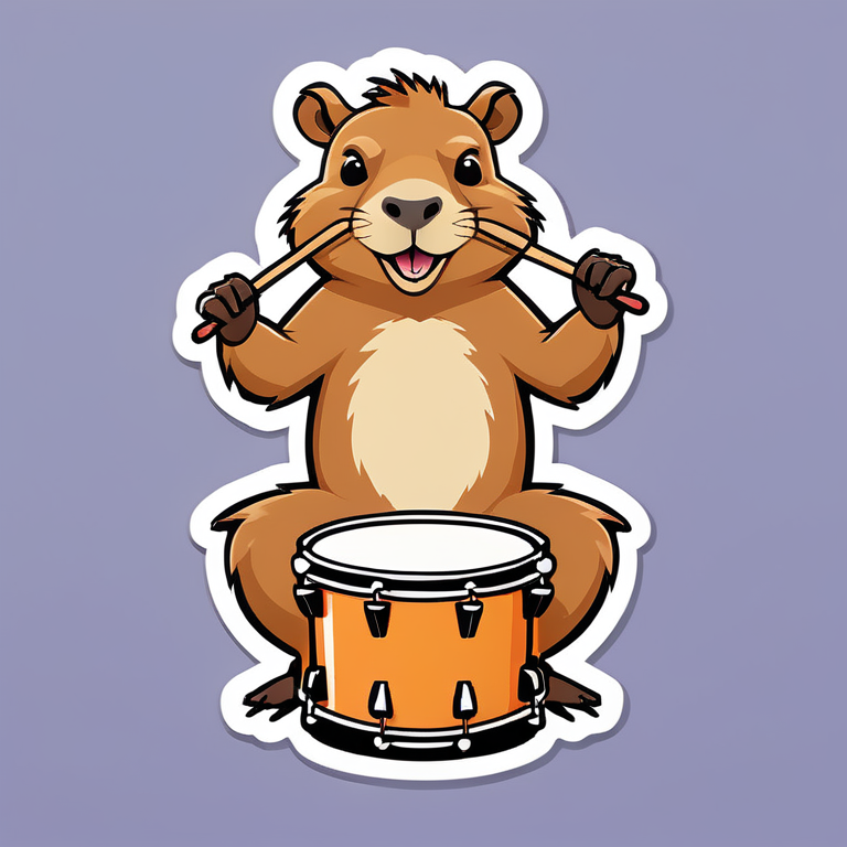 капибара играет на барабанах