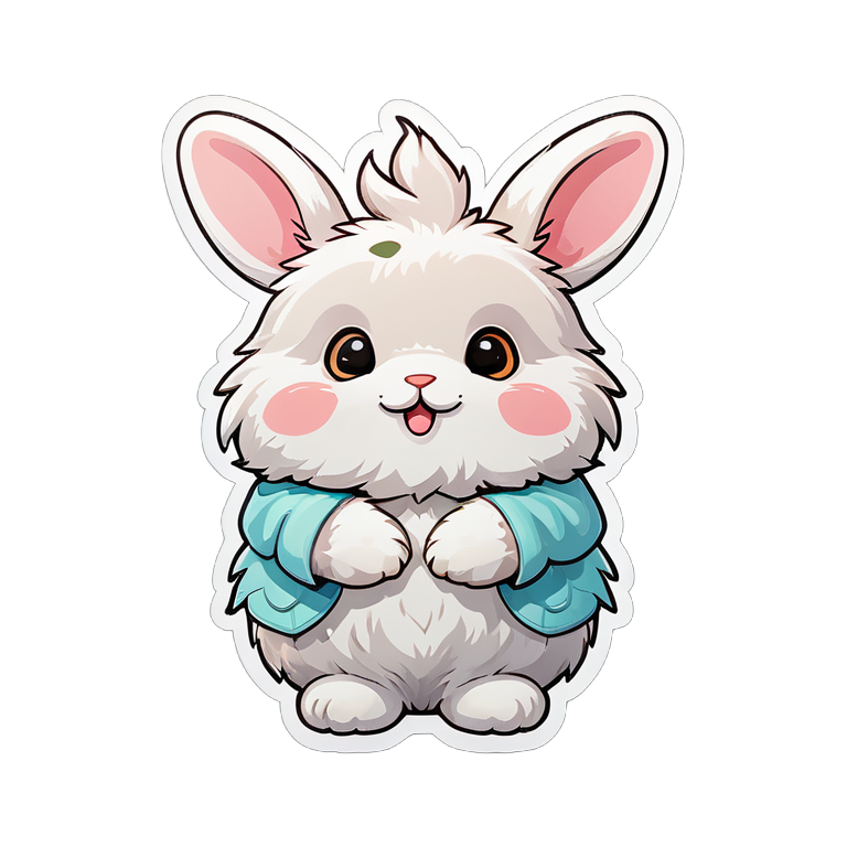 cute, fluffy realistic bunny sticker