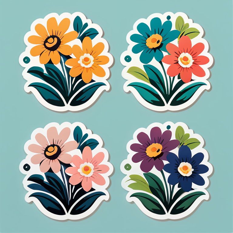sticker by number vintage flowers