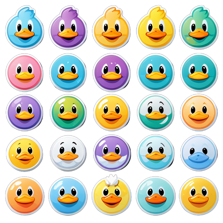 Design images of ducks with various emotions.