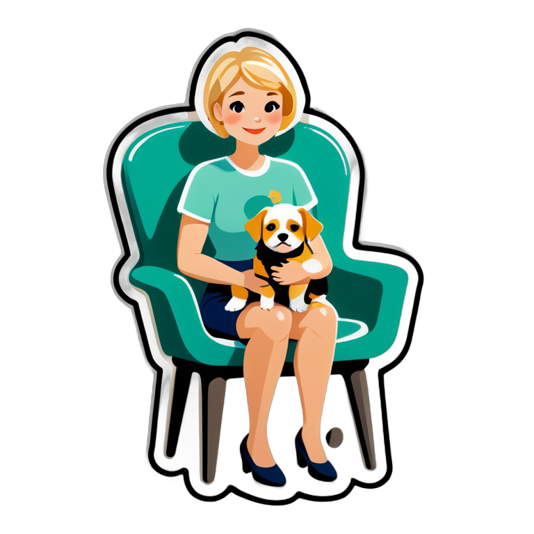 женщина с короткими светлыми волосами сидит в кресле и держит на руках двух маленьких собачек