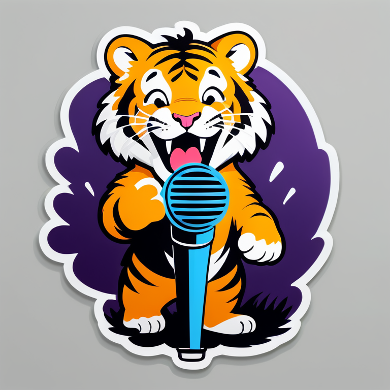 тигр поет в микрофон