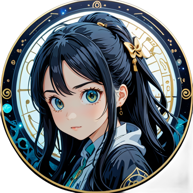 This anime girl has a unique and mysterious appearance. Instead of the usual eyes, she has an inscription that makes it seem as if it is a window to another dimension or a sign carrying a deep meaning.

Her face is framed by long, dark hair, which can be either smoothly loose or arranged in a neat bundle or braid. The expression on this girl's face is always thoughtful, as if she is always deep in thought.

The inscription replacing the eyes can be something mysterious, such as a series of symbols from an unfamiliar alphabet or even an abstract pattern carrying hidden messages or predictions. She doesn't blink, giving the impression of constant attention and insight.

There is a sense of mystery and wisdom in her gaze, as if she possesses knowledge beyond the reach of ordinary people. This unique appearance makes her an object of attention and interest in the anime world, and her behavior and personality only add to the mystery and appeal of this character.