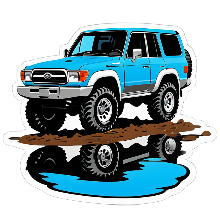 Toyota land cruiser 70 big wheels dirt puddle
