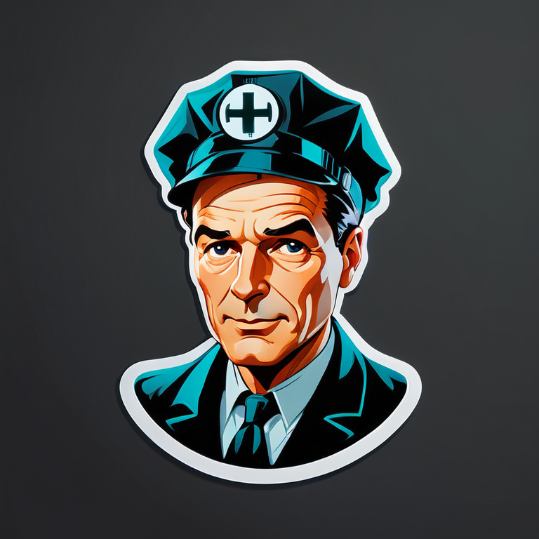 Доктор - врач 1940-х годов в медицинской шапочке в стиле нуар