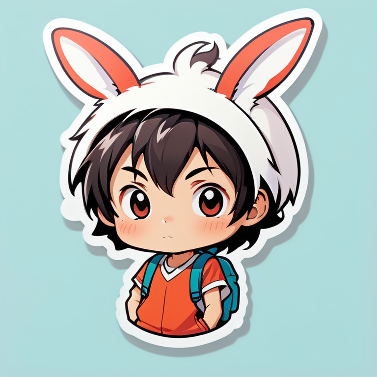 一个长着兔耳朵的可爱少男，日本漫画风格