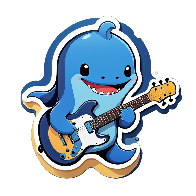 синий кит играет на гитаре