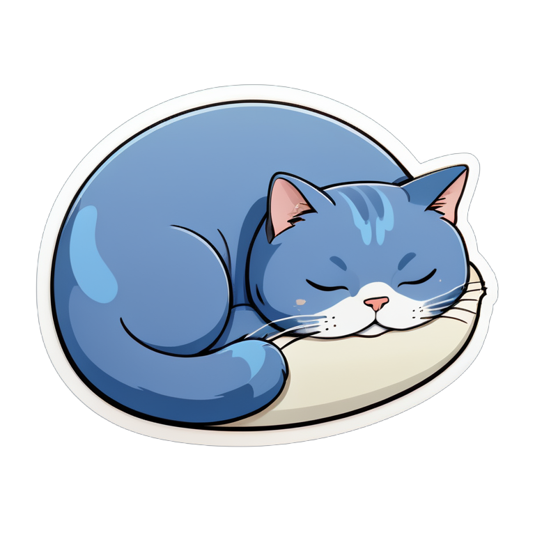 A sleeping English short blue cat, chubby