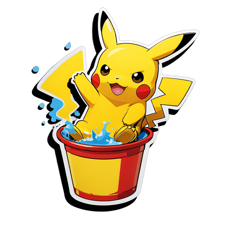 pikachu kicking a bucket