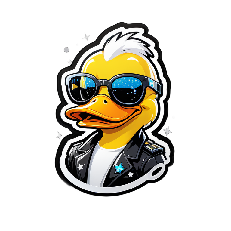 duck in cartoon-style sunglasses with side view like csgo glitter sticker 