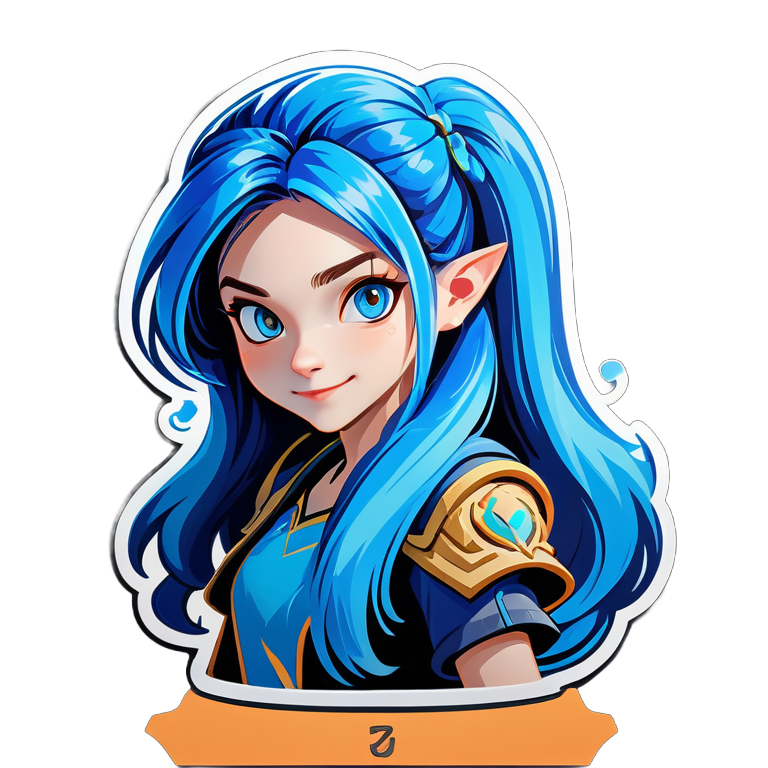 girl dota 2 player streamer with long blue hair