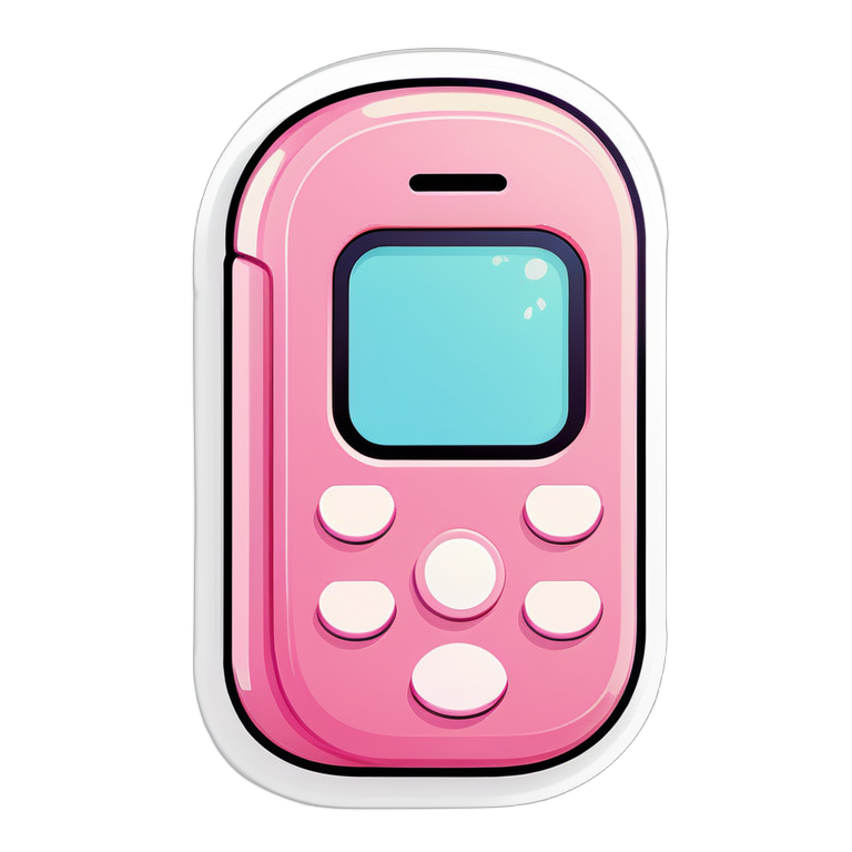 cute cartoon style sticker of pink flip phone with clean lines