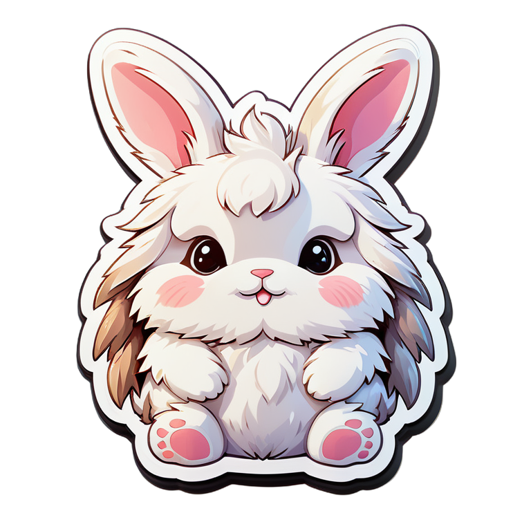 cute, fluffy realistic bunny sticker
