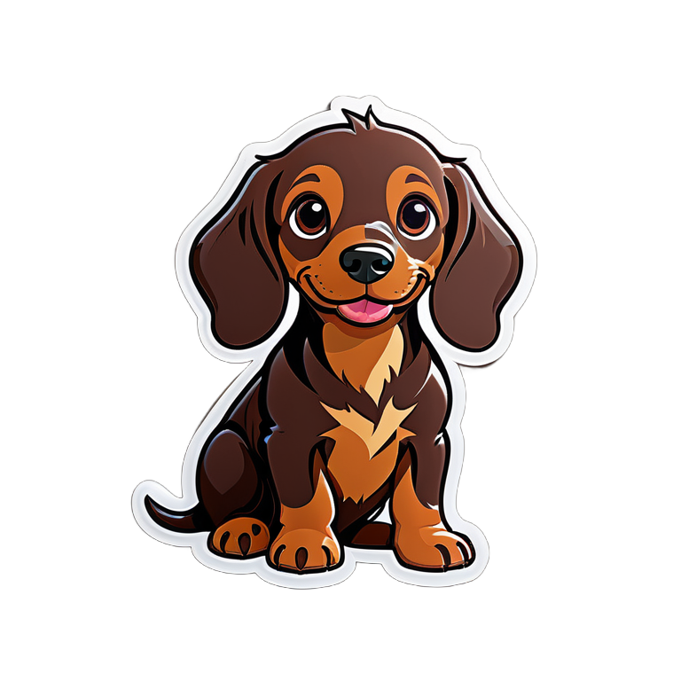 Cute chocolate-coloured dachshund cutout sticker