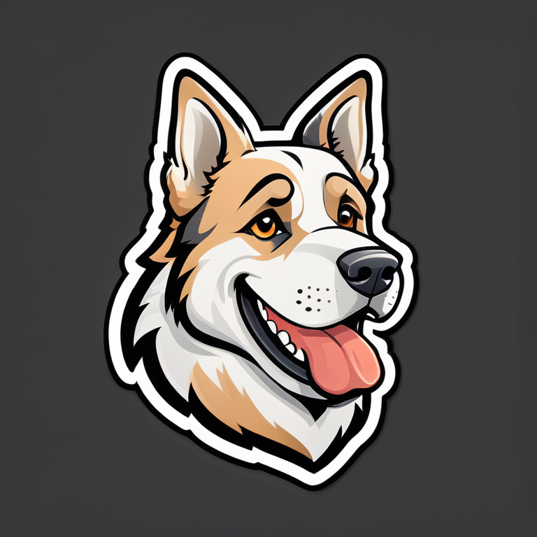 Cartoon Logo Vector: Design a white-background sticker featuring a German Shepherd in a cartoon logo style.