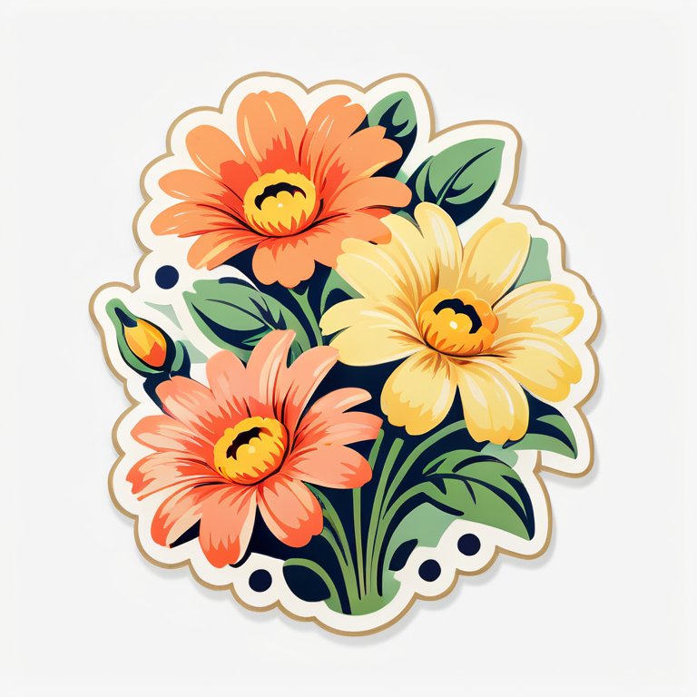 sticker by number vintage flowers
