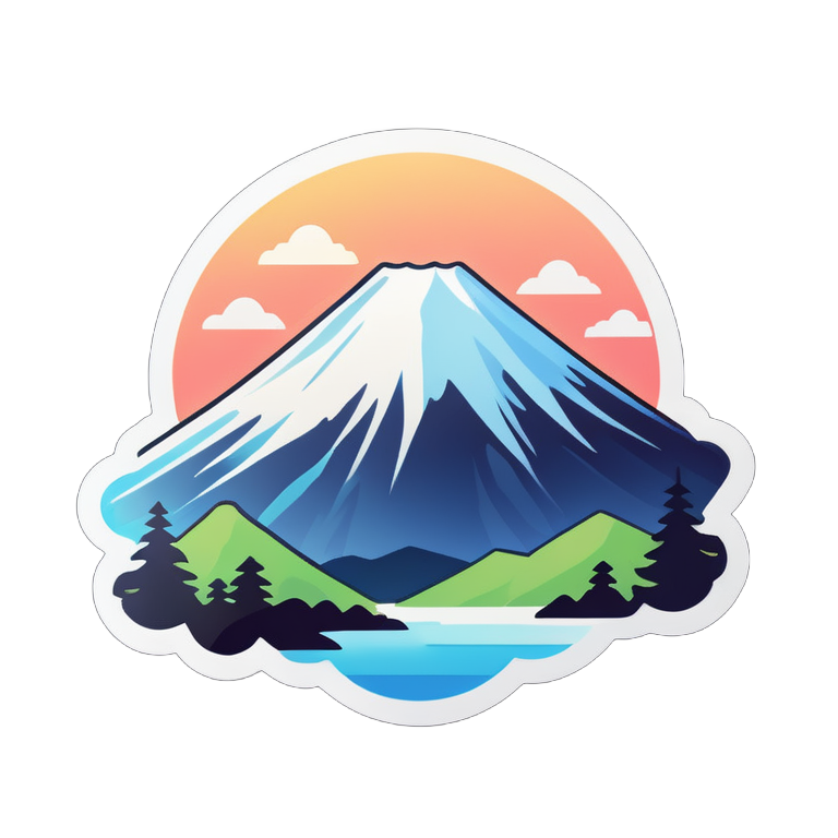 Generate a telegram style sticker of mount fuji