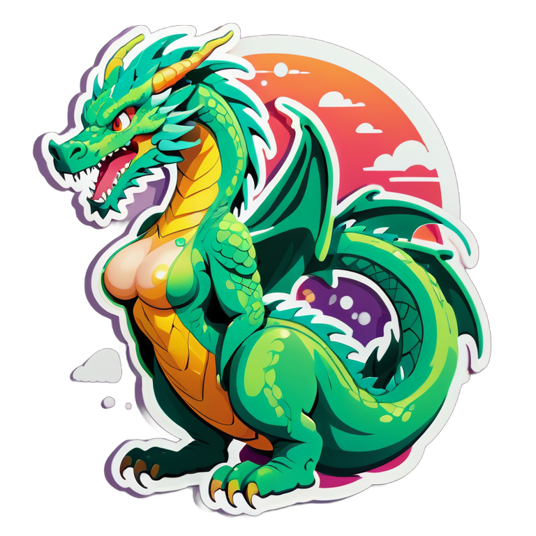 Wooman without clothes on dragon 