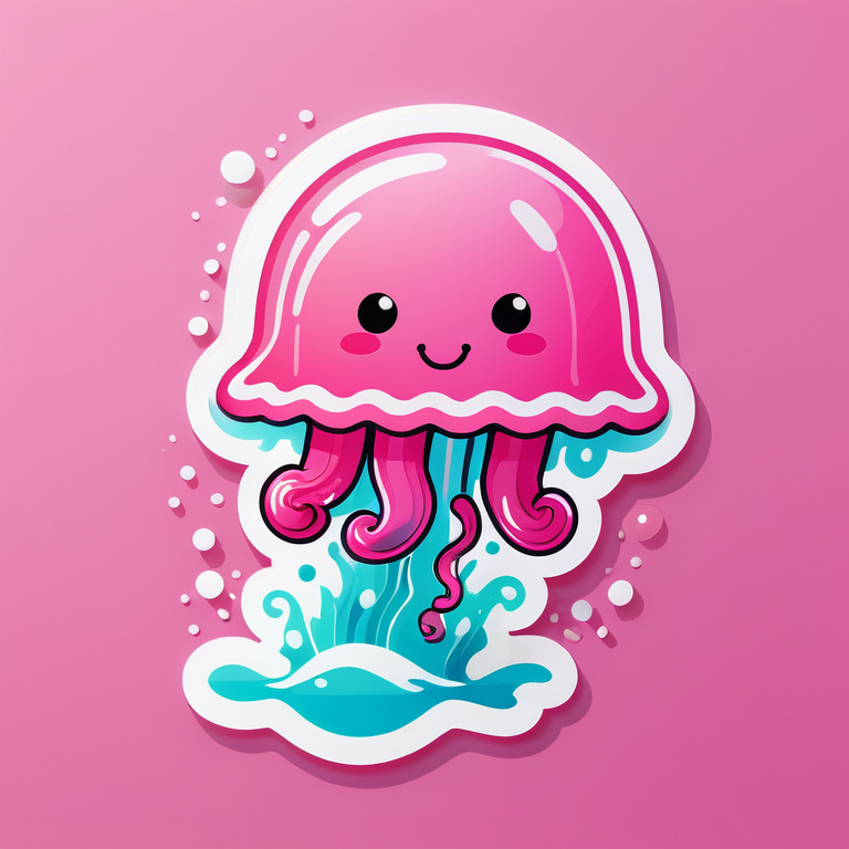 милая розовая медуза купается в мыльной пене