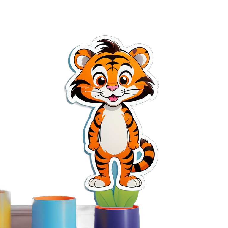 This Is An Illustration Of Cartoon Portrait Funny Nursery Schetch  Drawn Tall Thin Funny tiger Like Creature