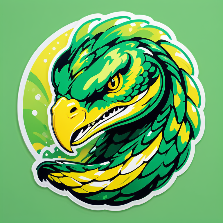 Python поедает орла, python зелёный переходящая зелёная чешуя переливается в желто изумрудный цвет